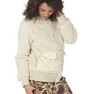 NWT Burton Shawmut‎ Fleece Bone White Women Button Down Jacket Small